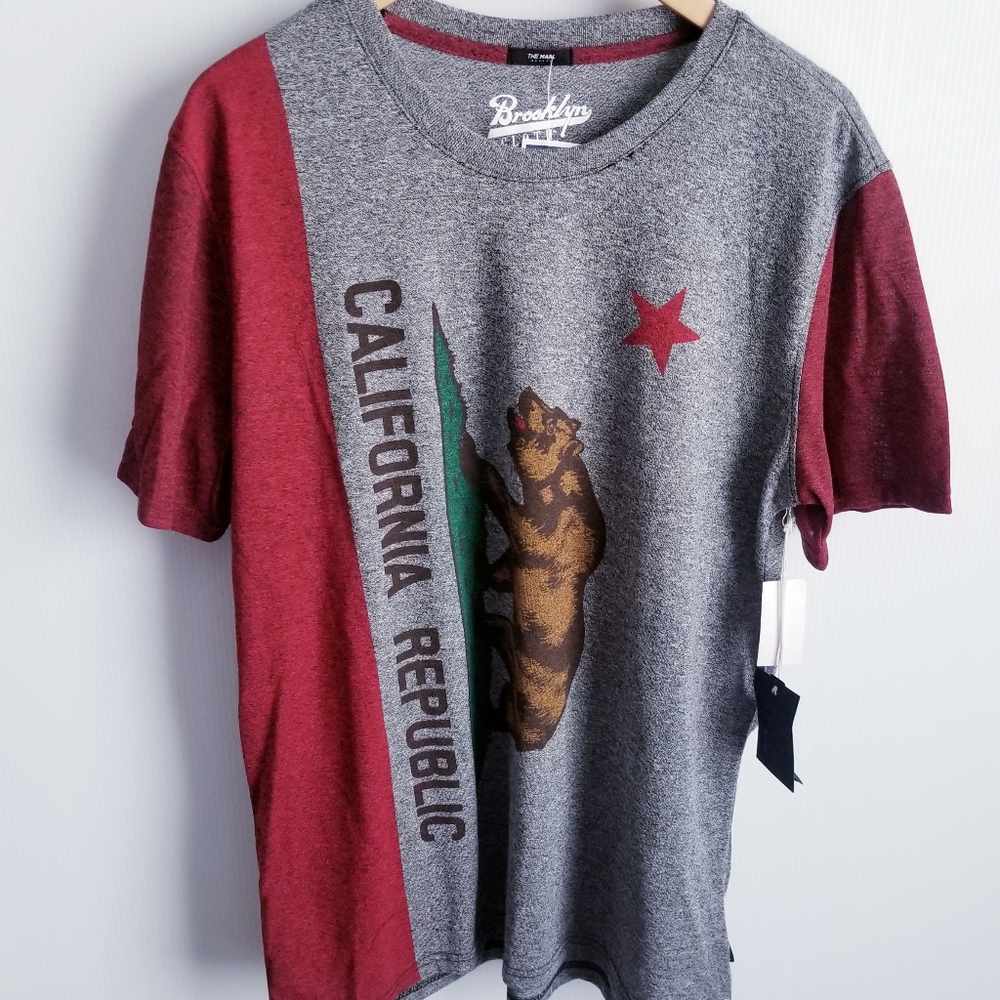 Brooklyn Cloth California Republic Bear Graphic Tee Grey Black Red Green…